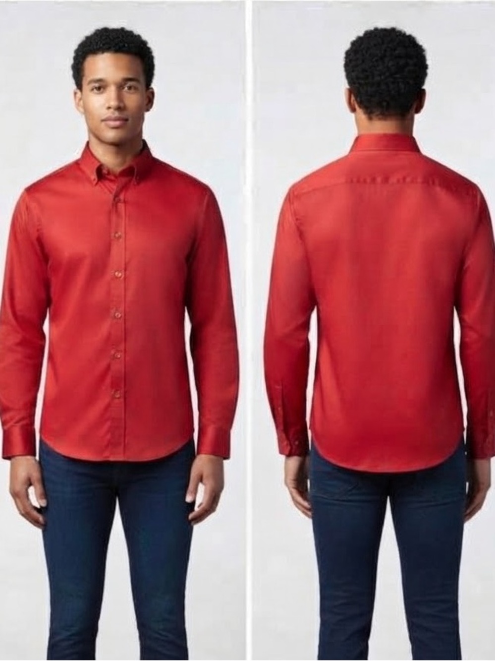 FLEX Men's Luxury Collection Red Dress Shirt Size L Long Sleeve Button Up